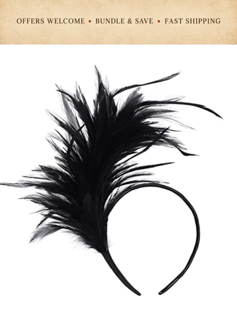 Feather Fascinator Headband 1920s Gatsby Tea Party Derby Hair Accessory